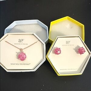 Stunning Pink Crystal Necklace and Earring Set